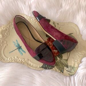 ISOLA “Barbra” Bordo Burgundy Suede Snake Print Women's Flats